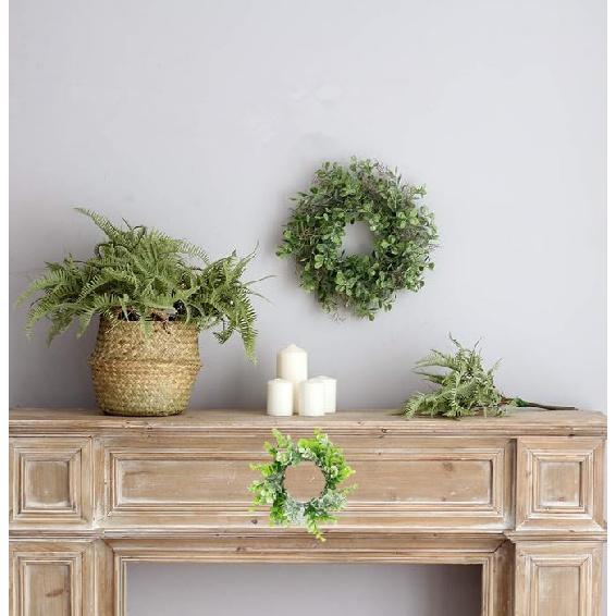 Candle Rings 3" Center Eucalyptus Candle Ring Artificial Mini Wreath Pillar Candle Holder Twig Spring Candle Wreaths for LED Candles Birthday Wedding