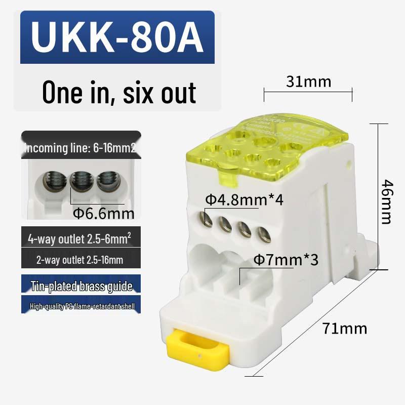 UKK Hochstrom-Anschlusskasten: Einpolige Schiene, Mehrfachausgangsverdrahtung