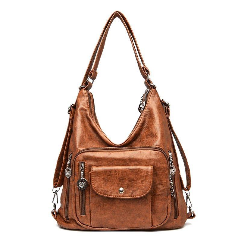 Vintage Women Shoulder Bag Fashion PU Leather Messenger Bag Designer Purse Large Capacity Handbag Travel Bag