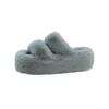 Thick bottom heightening fluffy slippers women's outer wear 2025 new autumn and winter fashion muffin plush one-word cotton mop