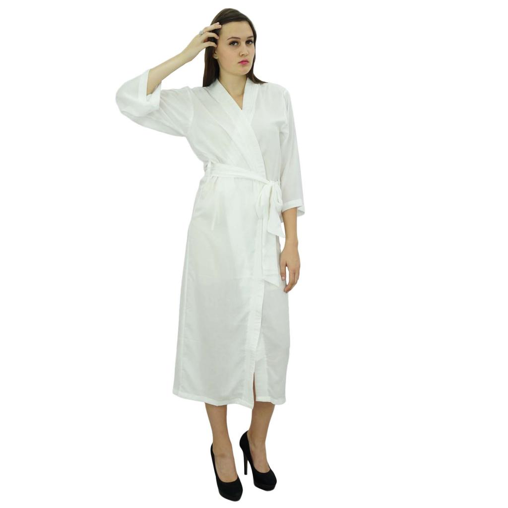 Bimba Women Long Solid Belt Robe Soft Modal Cotton Wrap Round Plain Bath