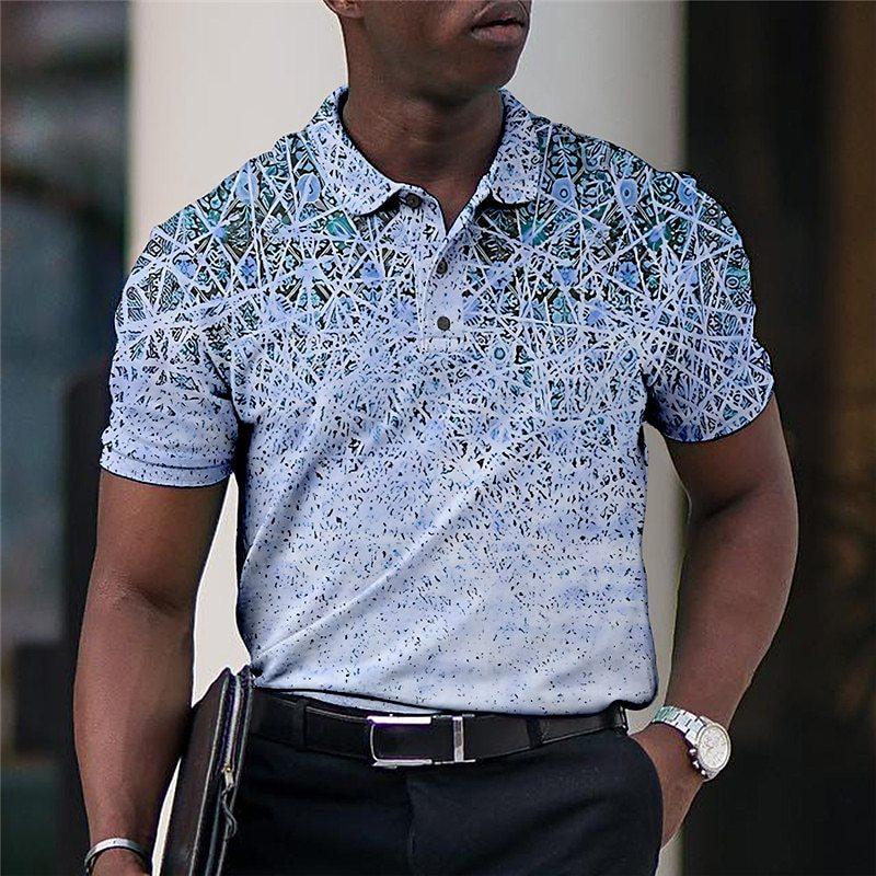 Men Polo Shirt Short Sleeve 3d Print Tops Fashion Polyester Breathable Comfortable Polos Shirts