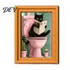 Brown Imitation Wood Frames Funny Wooden Fridge Magnets Frame, Retro Cute Cat Pattern Magnetic Refrigerator Decorative Photo Holders for Whiteboards