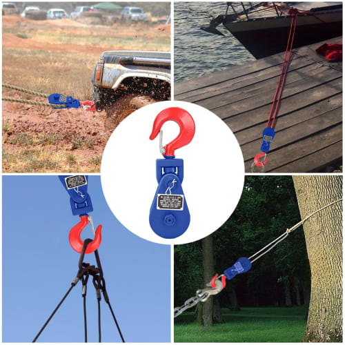 aleawol 2-ton Snatch Block, Hook-Type Pulley, Swivel Type, Single-Car Snatch, Heavy-Duty Pulley, Compatible with 9.5mm Wire Rope, for Loading Trucks,