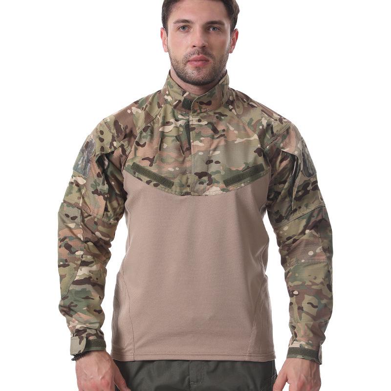 Men s Camouflage Frog Suit: Long Sleeve Stand Collar Multi-Pocket Tactical Shirt for Outdoor Training xl