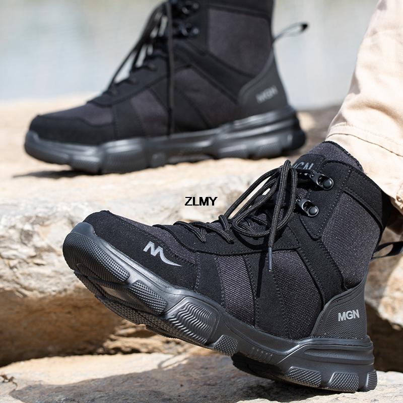 Högklackade herrskor med stålhätta, punkteringssäkra skyddande arbetssäkerhetsstövlar, herr dam lätta industriella arbetsskor plusstorlek