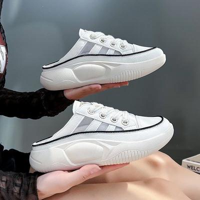 Sports Platform Slippers Women's 2024 Summer New Casual One-pedal Lazy Shoes Bag Head Half Slippers Women