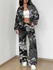 Retro Flower Explosion Autumn and Winter New European and American Women's Clothing Small Daisy Printing Suit Women