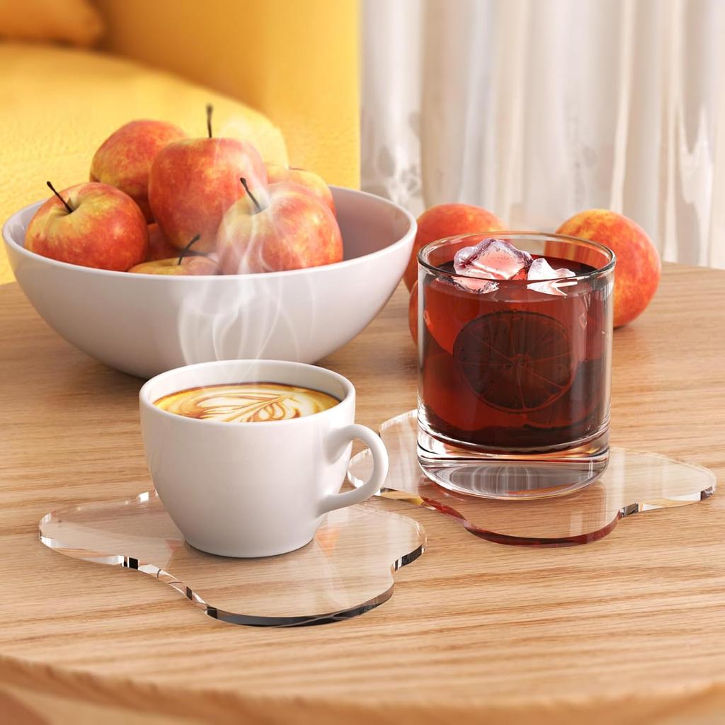 Drink Coasters Set of 2,Acrylic Coaster,Desk Accessories for Women,Cute Desk Decor,Coffee Table Decor,Unique Drink Coasters Decorating Office,Coffee