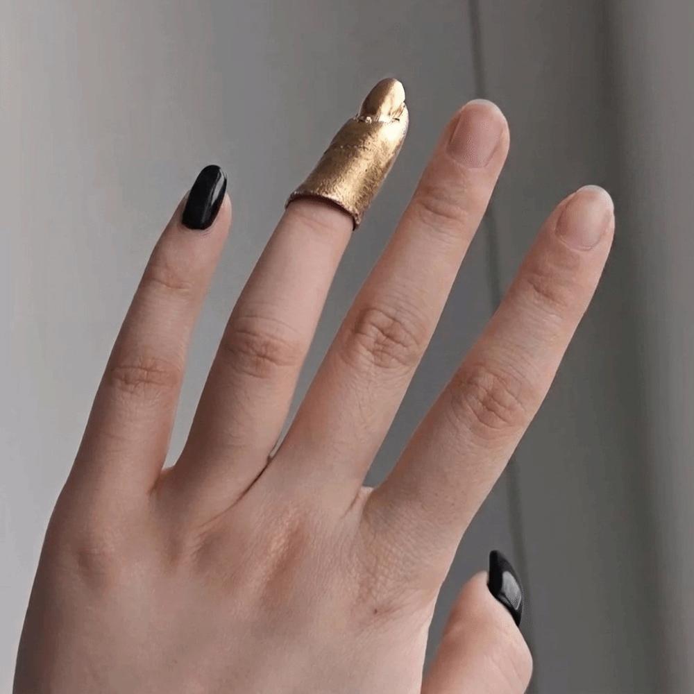Personality Irregular Texture Lava Drop Ring Vintage Alloy Nail Sleeve Bowknot Niche Design Armor Ring Unisex