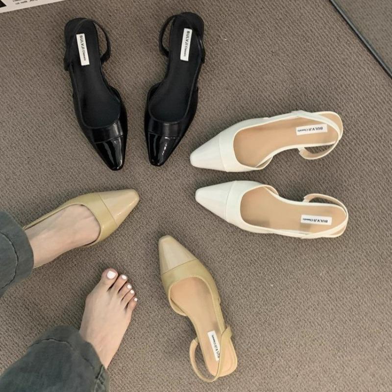 Low Heel Pointed Toe Bag Head Sandals Women's New Summer Skirt Gentle Shoes Mary Jane Single Shoes