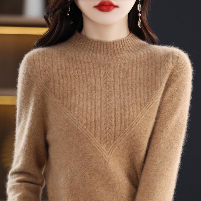 Women's 2023 New Fashion Wool Sweater - Spring & Autumn Solid Color Loose Knitwear