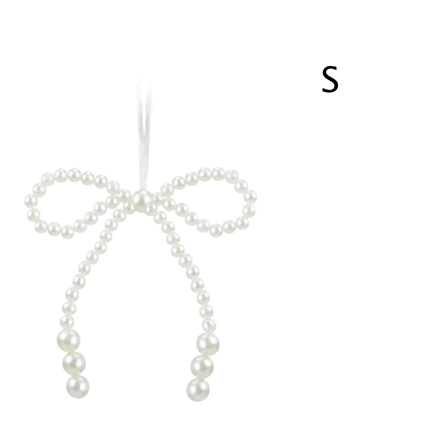 

Новое украшение на Рождество в виде банта из искусственного жемчуга ручной работы, рождественская бахрома-подвеска, праздничные принадлежности для декора комнаты девочки 1pc