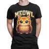 Meowl Funny Meow Cat Owl Brainrot Meme 100 Cotton TShirt For Mens Beach Vintage T Shirts O Neck Hippie Tees Plus Size Clothes