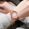 Damen Quarzuhr mit Strass-Zifferblatt und Lederarmband