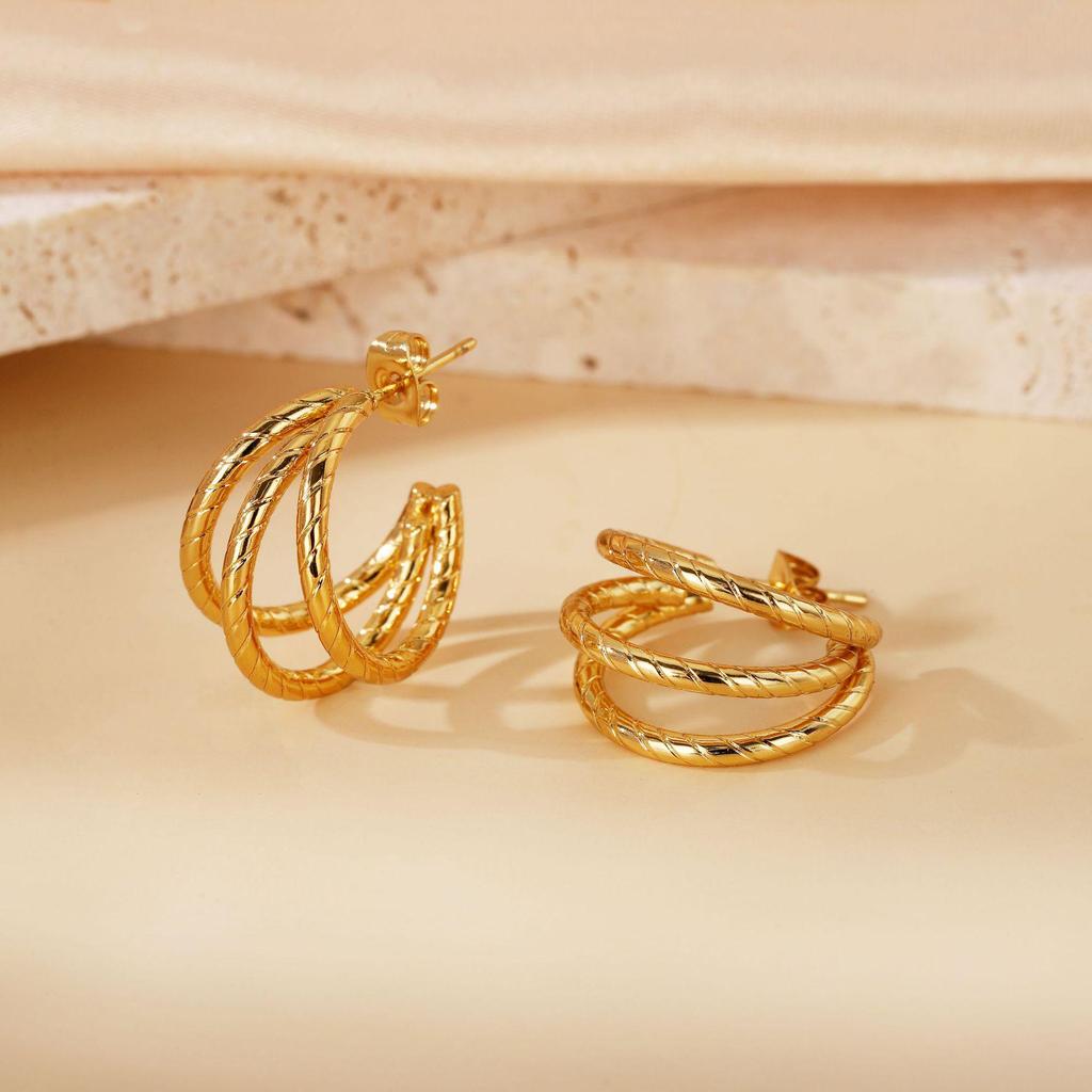 2025 Titanium Steel Twisted Braid Earrings - Light Luxury, New Style