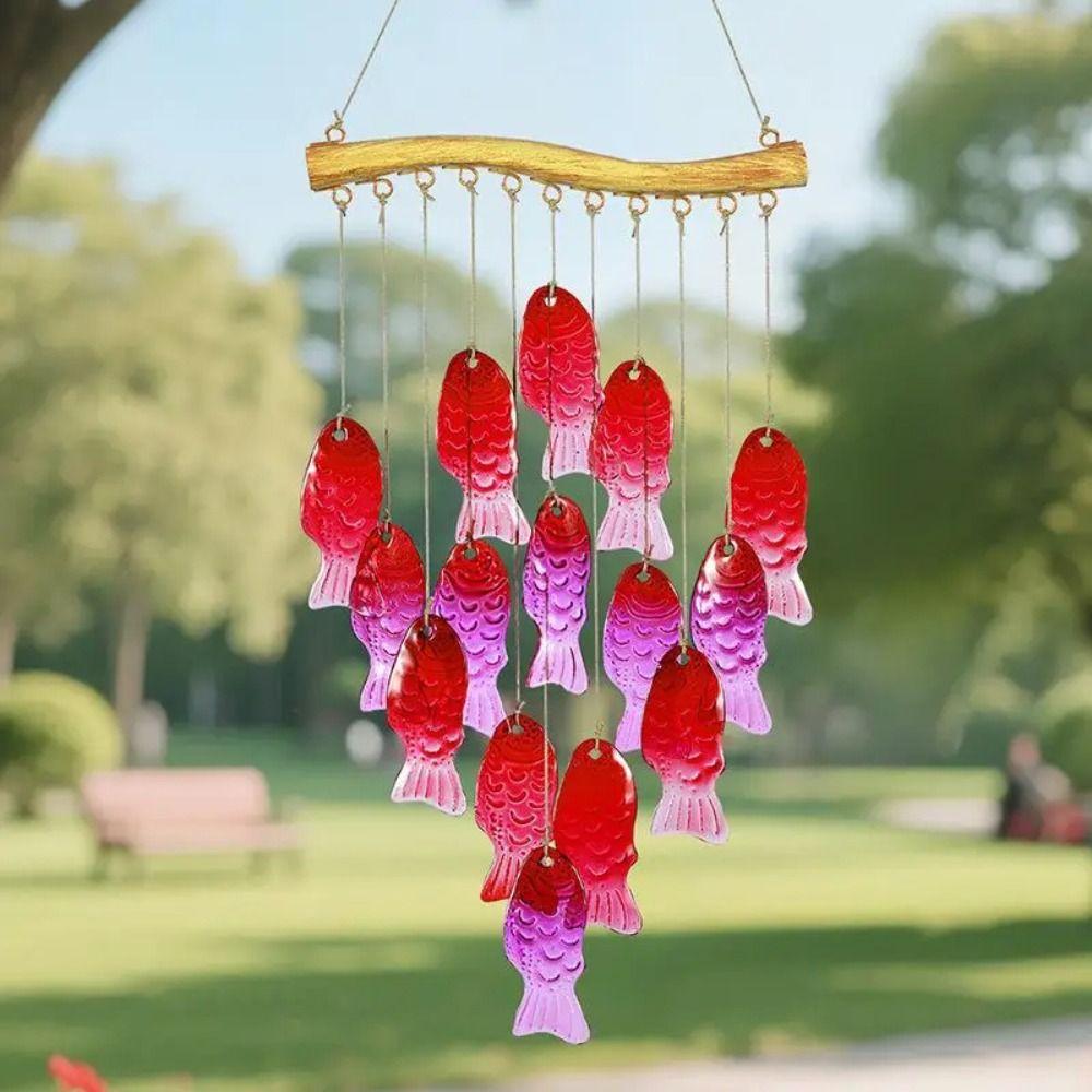 Creative Fish Shaped Wind Chime Shell Light Collection Pendant Sun Catcher Balcony