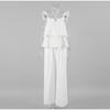 Casual White Cotton and Linen Women's Suit 2026 Spring Summer Fashion Fly Sleeve Tops Wide-leg Pants Solid Color Two-piece Suits
