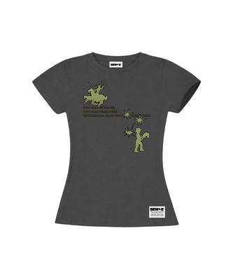 Ssobi Gree Semi-Cropped Short Sleeve T-Shirt [Charcoal]