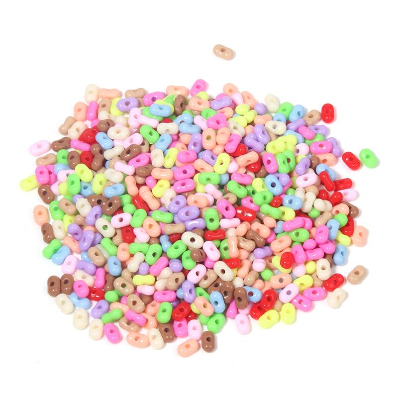 Solid Color 4x6mm Acrylic Rice Peanut Spacer Beads for DIY Bracelets and Hair Accessories