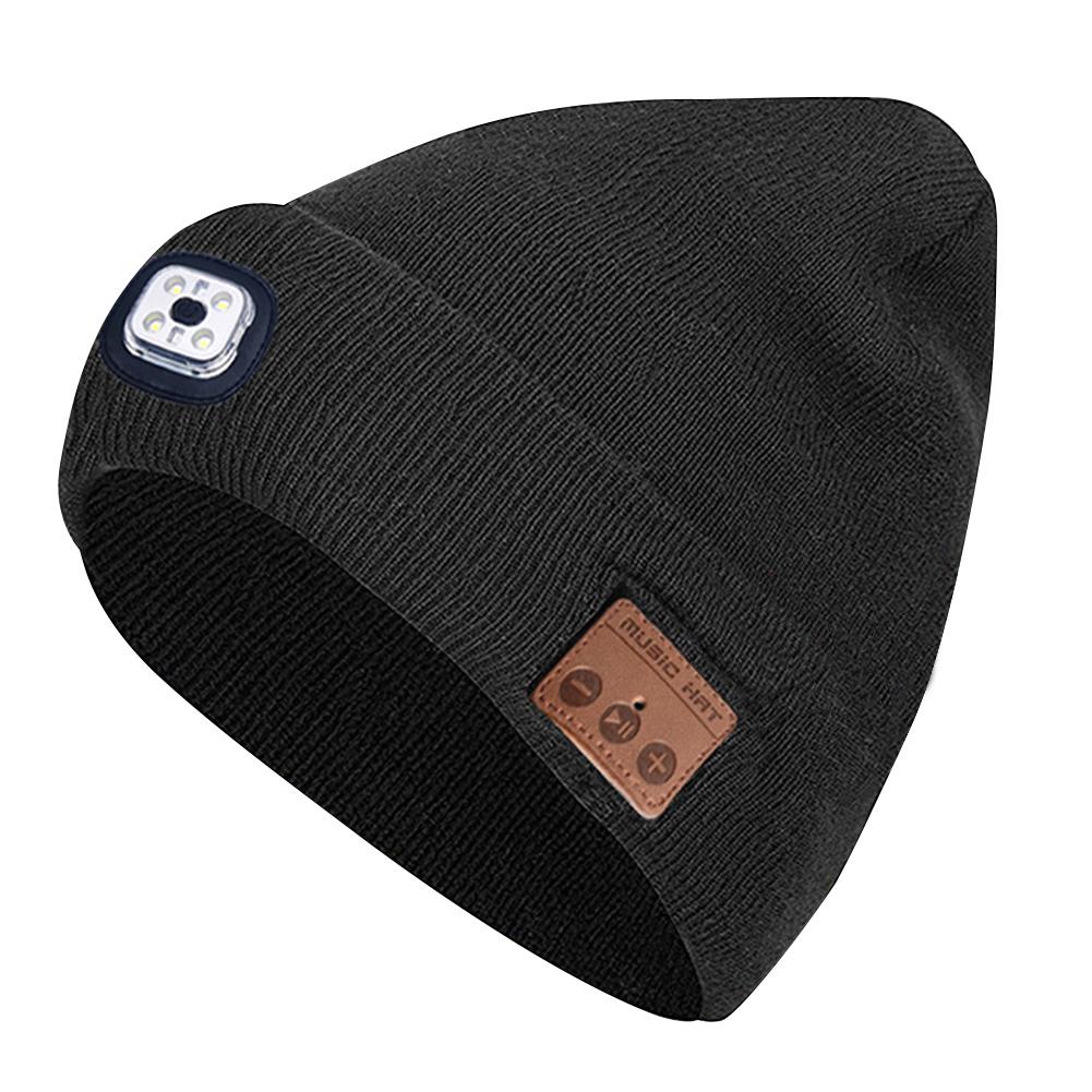 

Совместимая с Bluetooth 5.0 шапка с подсветкой USB перезаряжаемая музыкальная вязаная шапка с наушниками свободные руки теплая шапка с музыкальным плеером чёрный