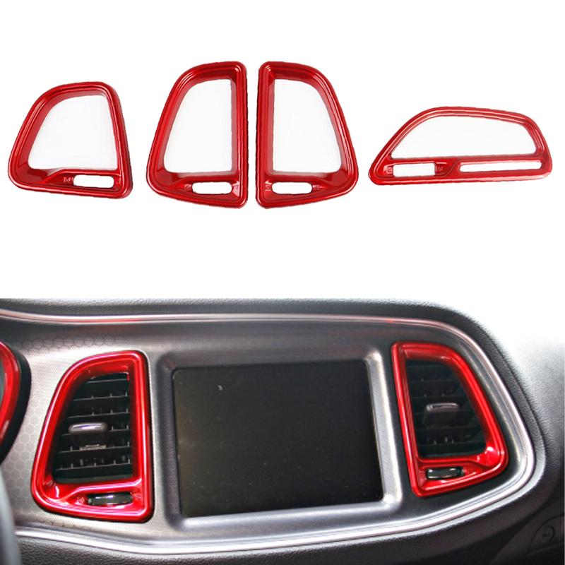 4pcs For Dodge Challenger 2015 2016 2017 2018  Center Console Air Condition Outlet Vent Cover Trims Car Interior Accessories