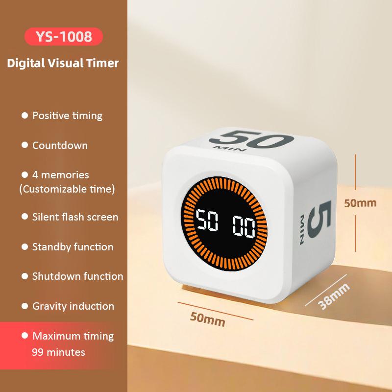 

Digital Visual Timer Gravity Sensor Flipping LED Display 4 Preset Time Rechargeable Mini Cube Timer for Cooking Study Shower белый