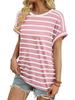 New Arrival Women's Round Neck Striped Color Block Casual Short Sleeve T-shirt