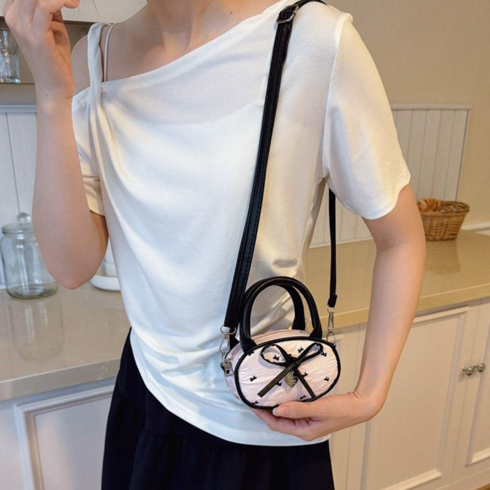 Y2K Bow Polka Dot Crossbody Bag Love Pendant Vintage Handbag Mini Top-Handle Bag  Women&Men