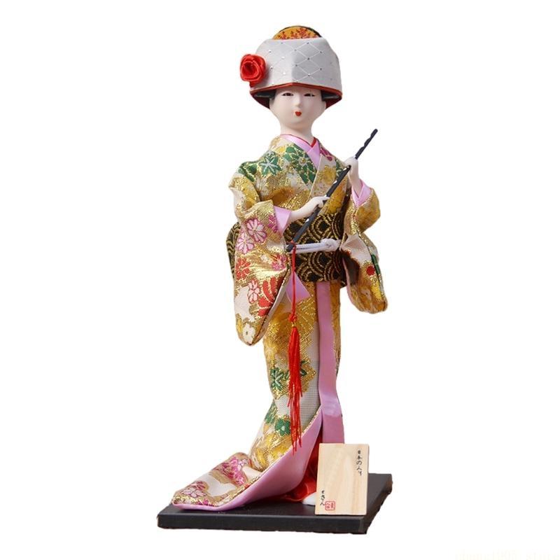 QX2E 30cm Handgefertigte Japanische Geisha Kimono Puppen Figurinen Präsentieren Traditionelle Kultur für Heimdekoration Sammler