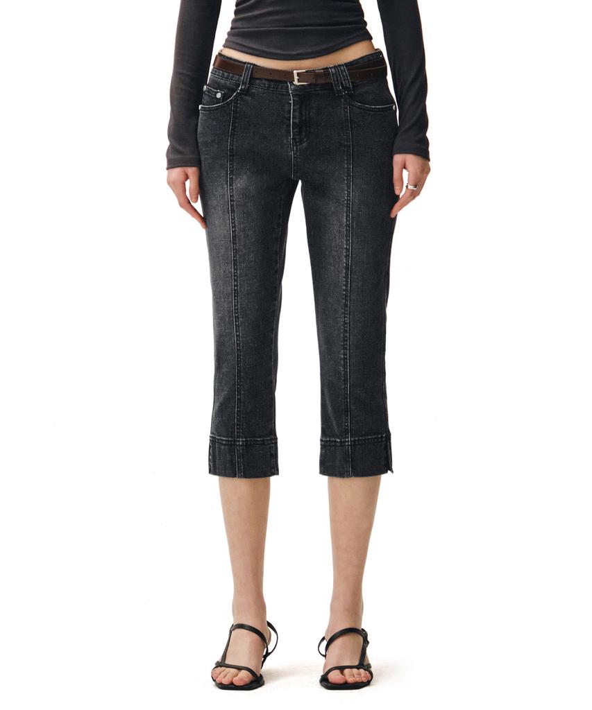 Deketeuumeon Seamed Low Rise Capri Jeans Dcwpt024Black