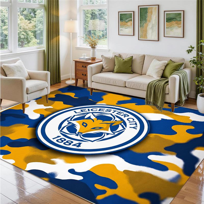 Leicester City Football Design Crystal Velvet Rug Soft Decorative Mat for Bedroom Entrance