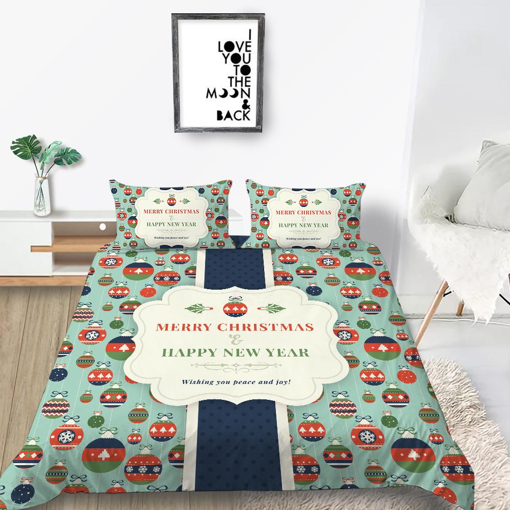 Christmas Gift Quilt Cover Pillowcase Two Or Three-Piece Set Digital Printing Polyester Cartoon Series