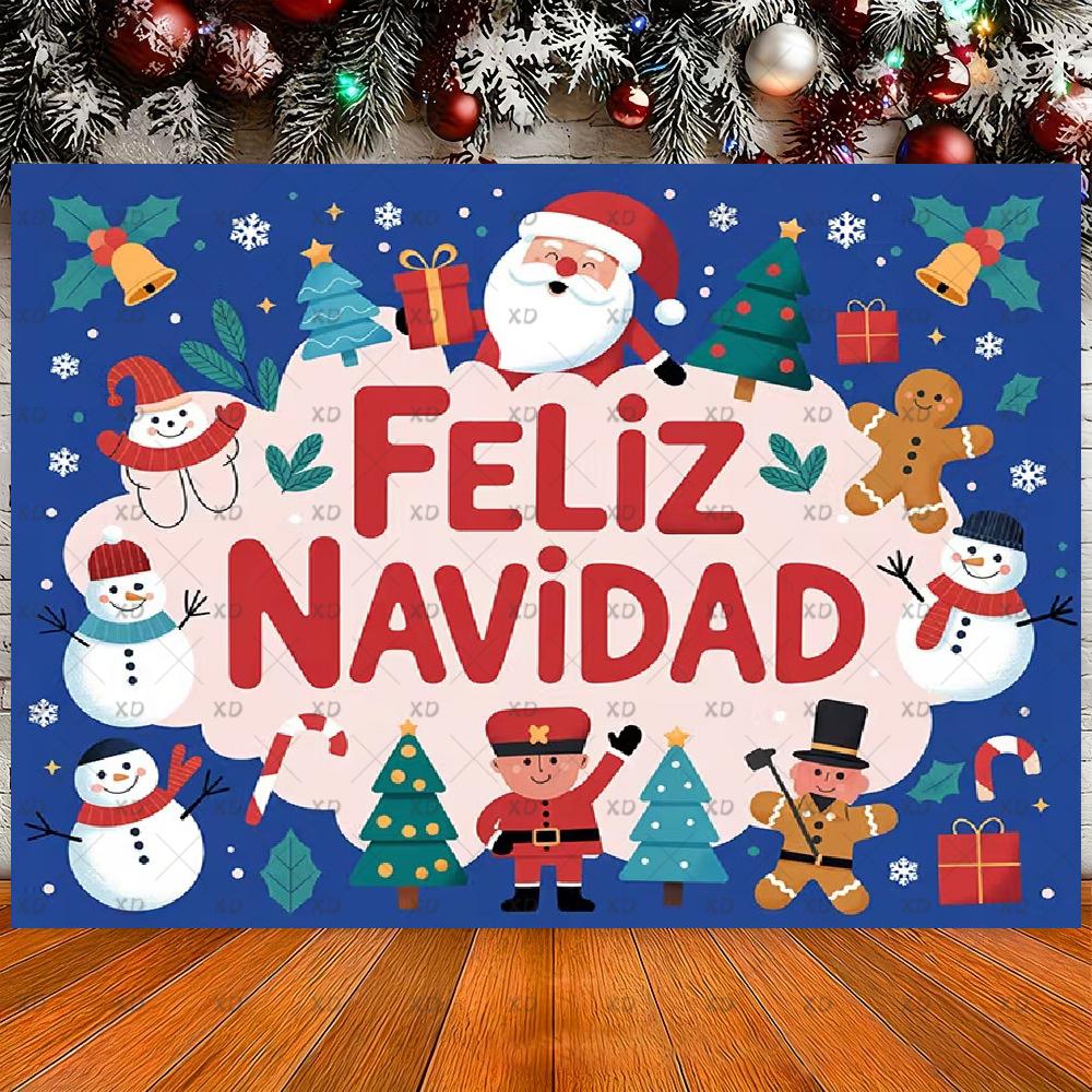 Latin Spanish Christmas party decor, "Feliz Navidad" photo backdrop, winter family banner supplies and more4785