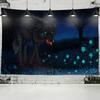 Arazzo da Parete Lupo Notturno Misterioso Orrore Stregoneria Animale Hippie Tapiz Arte Astratto Dormitorio Camera da Letto Decorazione Casa