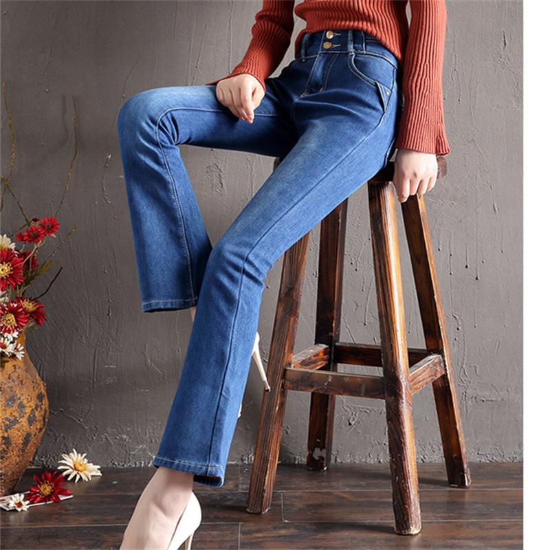 2022 Winter Jeans New Retro Fashion Korean Solid Warm Thicken Pencil Pants Skinny JeanPants High Waist Slim Leisure Trousers
