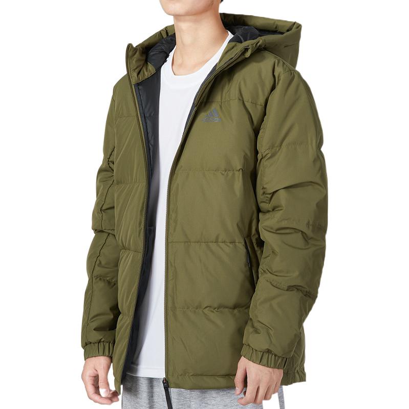 adidas Giacca Imbottita in Piumino con Stampa Logo e Dettaglio Tasca con Zip Uomo Capispalla Verde Militare HN2093