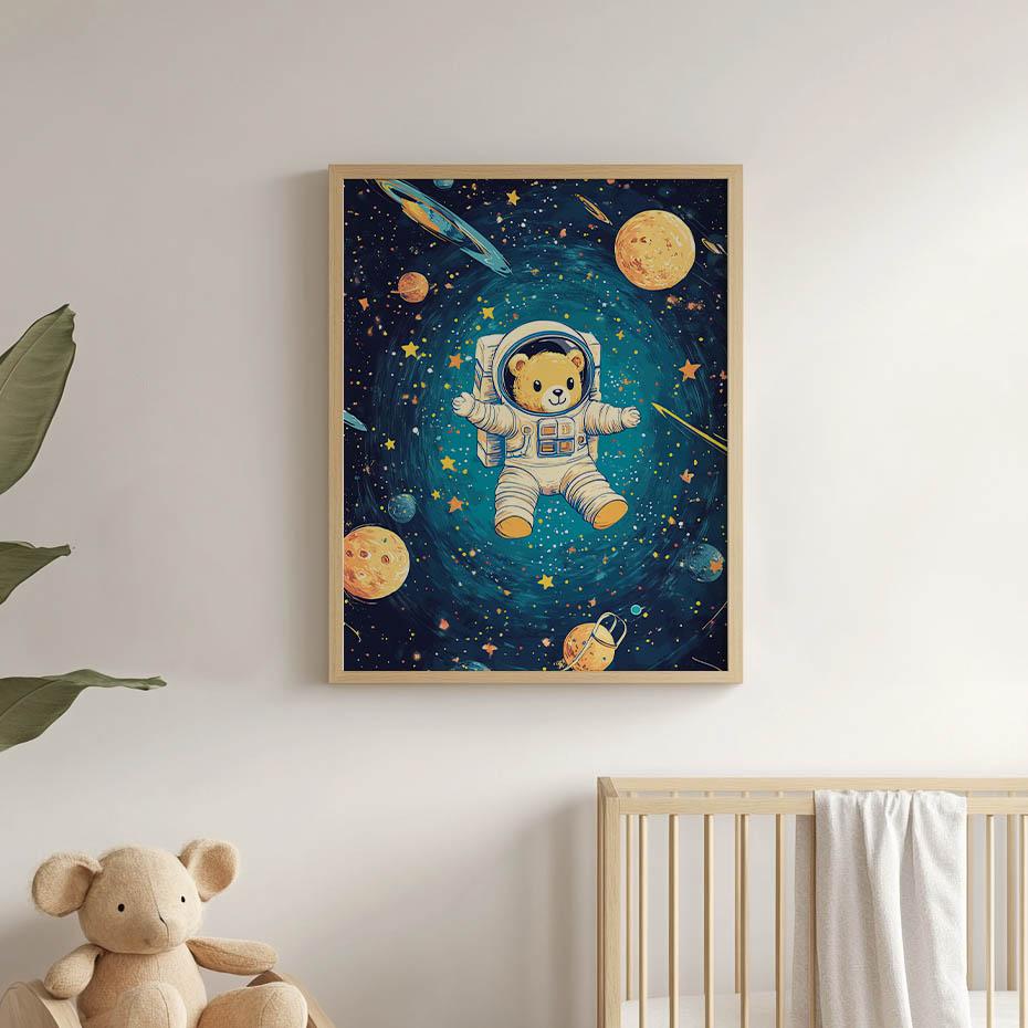 Plakat Kosmiczny Miś Astronauta Plakat Kosmiczny Miś Astronauta, 70X100 Cm, Bez Ramy, Papier Matowy 230 Gsm