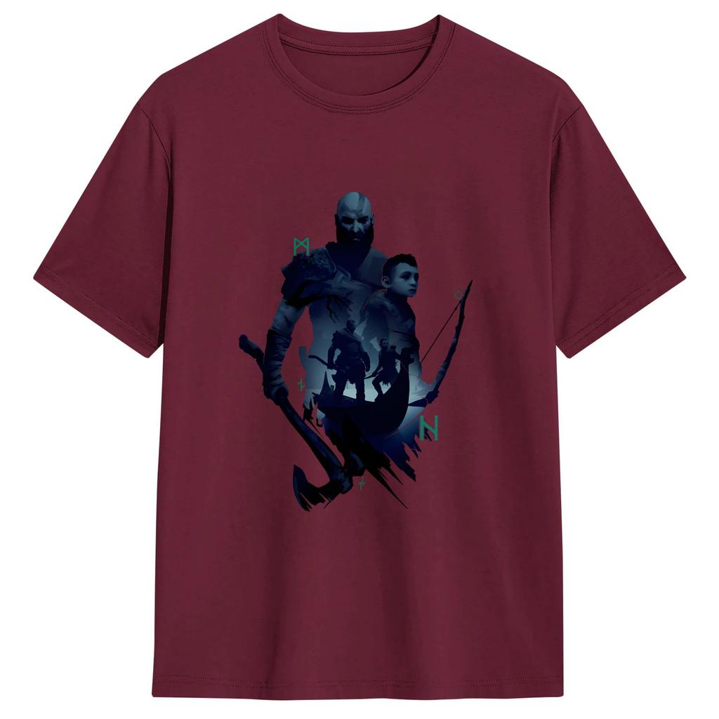 Casual God Of War Kratos Tshirt For Unisex Round Neck Pure Cotton T Shirts Short Sleeve Tees Classic Clothes