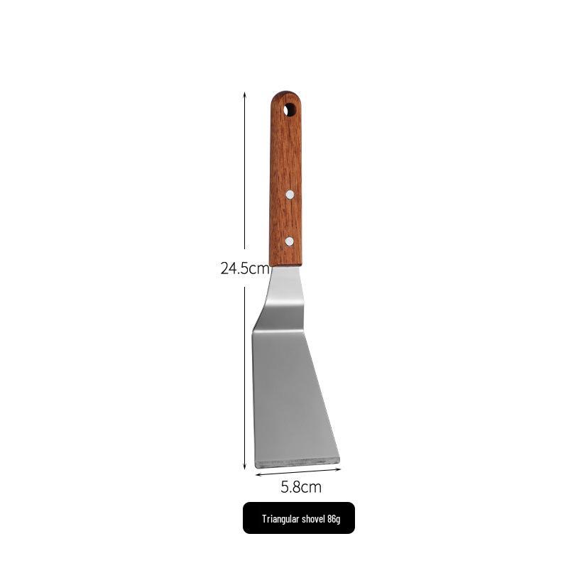 Stainless Steel Wood Handle Multi-Use Cooking Spatula: Teppanyaki, Griddle, Slotted, Steak, Triangle, Pizza, Cake, Pancake Spatula