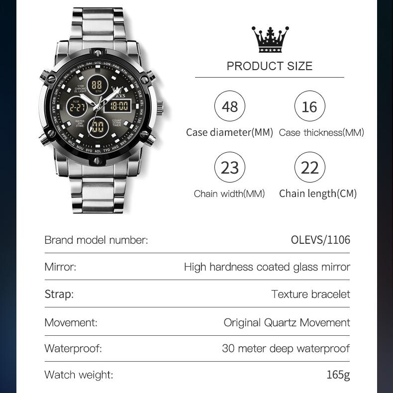 OLEVS Watches Multi-functional Electronic Watch Sports Chronograph Men's Watch Men's Watch