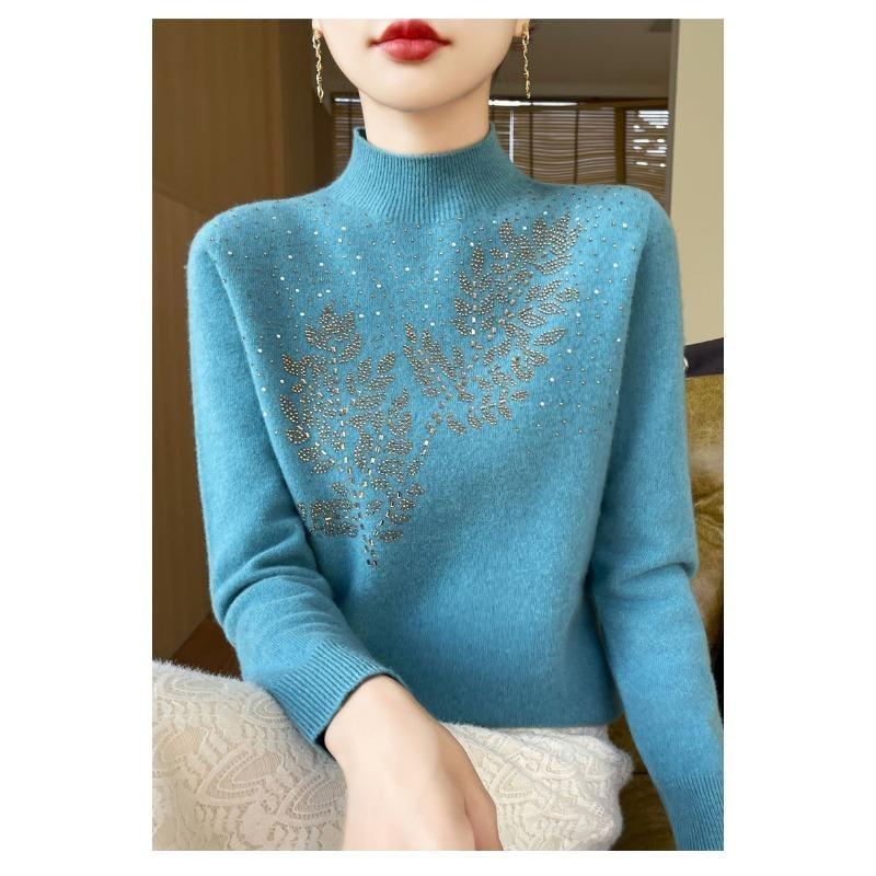 

Сверхпрочная женская базовая рубашка с полуворотником-стойкой, горячей вязки, со средним воротником, свободное пальто, шерстяной свитер L синий