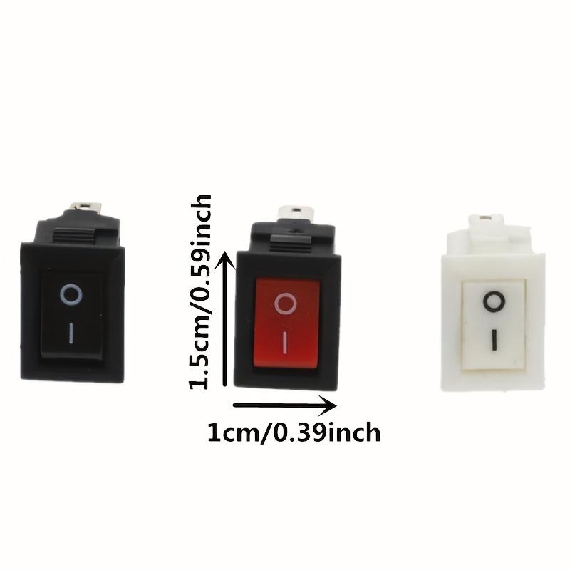 15pcs Mini Rocker Switch SPST Black and Red Snap in Switches Button AC 250V 3A / 125V 6A 2 Pin I/O 10*15mm On-off Switch Rocker