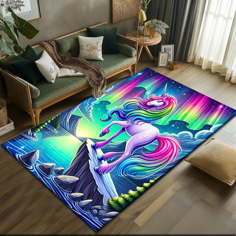 

1pc Enchanting Unicorn Carpet Rug for Living Room Bedroom Home Sofa Decoration,Kids play Non-slip Floor Mat 40x60cm( 15x23in )