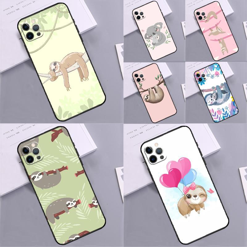 Cute Baby Sloth Bumper Case For iPhone 14 15 16 Pro Max 11 12 13 Pro Max Mini XR 16e 16 15 Plus Phone Cover