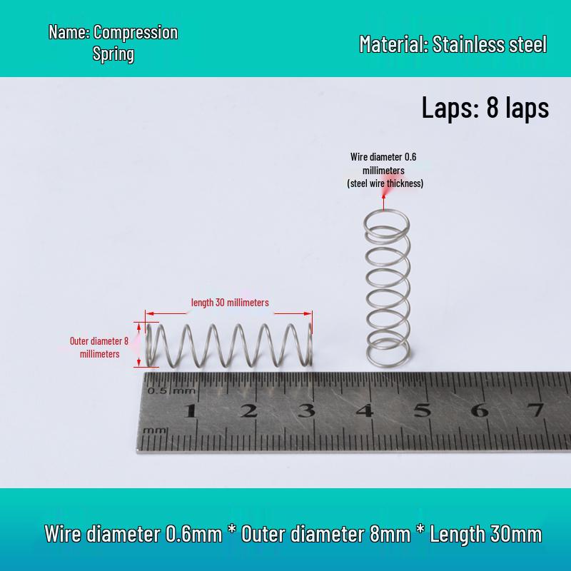 Y-förmige Edelstahl-Druckfeder, 0,6 mm Draht, 7-12 mm Außendurchmesser