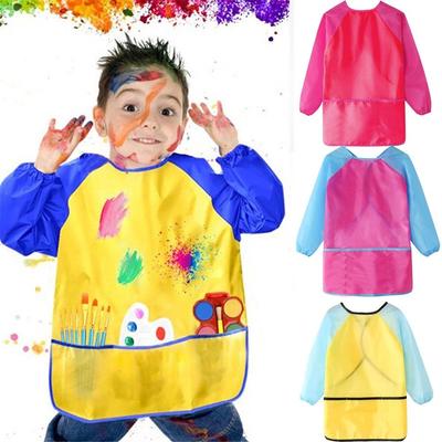New Long Sleeve Children Apron DIY Waterproof Painting Aprons Reverse Wear Painting Smock