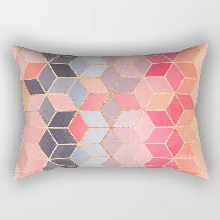 Geometric Letter Peach Leather Velvet Pillowcase Office Car Pillowcase