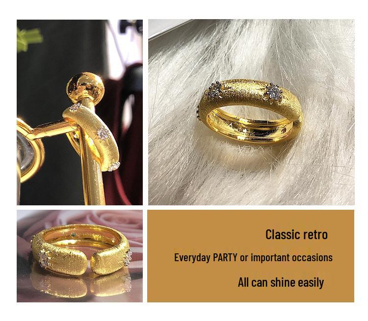 Gebürsteter Sternenstaub Edelsteinring - Elegantes High-End Geschenk für Frauen