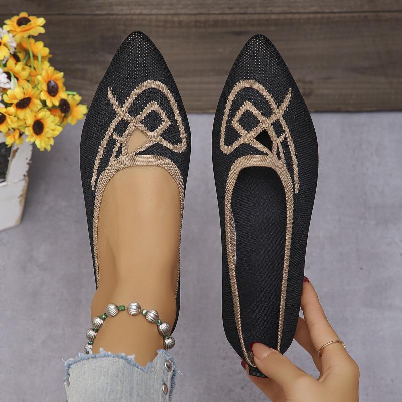 

Autumn new fly-woven single shoes women s large-size casual shallow mouth pointed one-pedal shoes 36